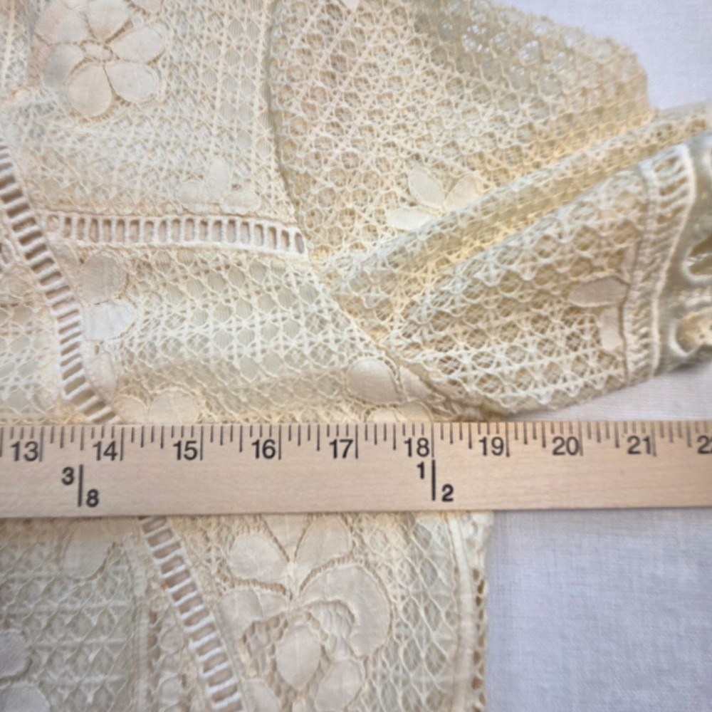 boho cottagecore Lace top Women Size M Cream Floral Scalloped  romantic fairy - Picture 9 of 10